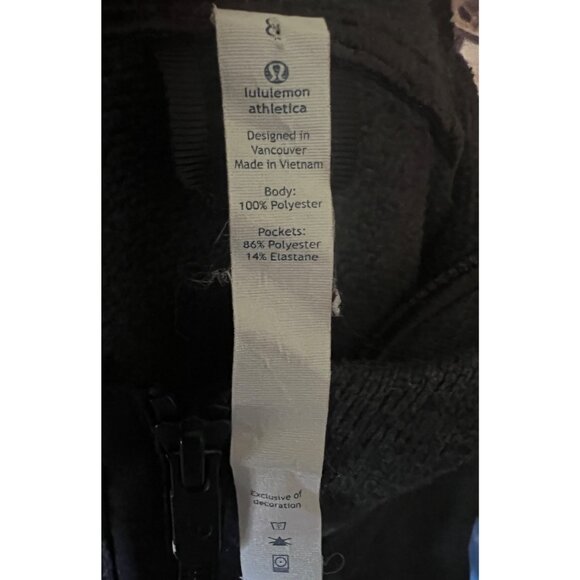 Lululemon Its Fleecing Cold Heathered Black 1/4 Zip Pullover Hoodie Sz 8 Pockets - Picture 9 of 9